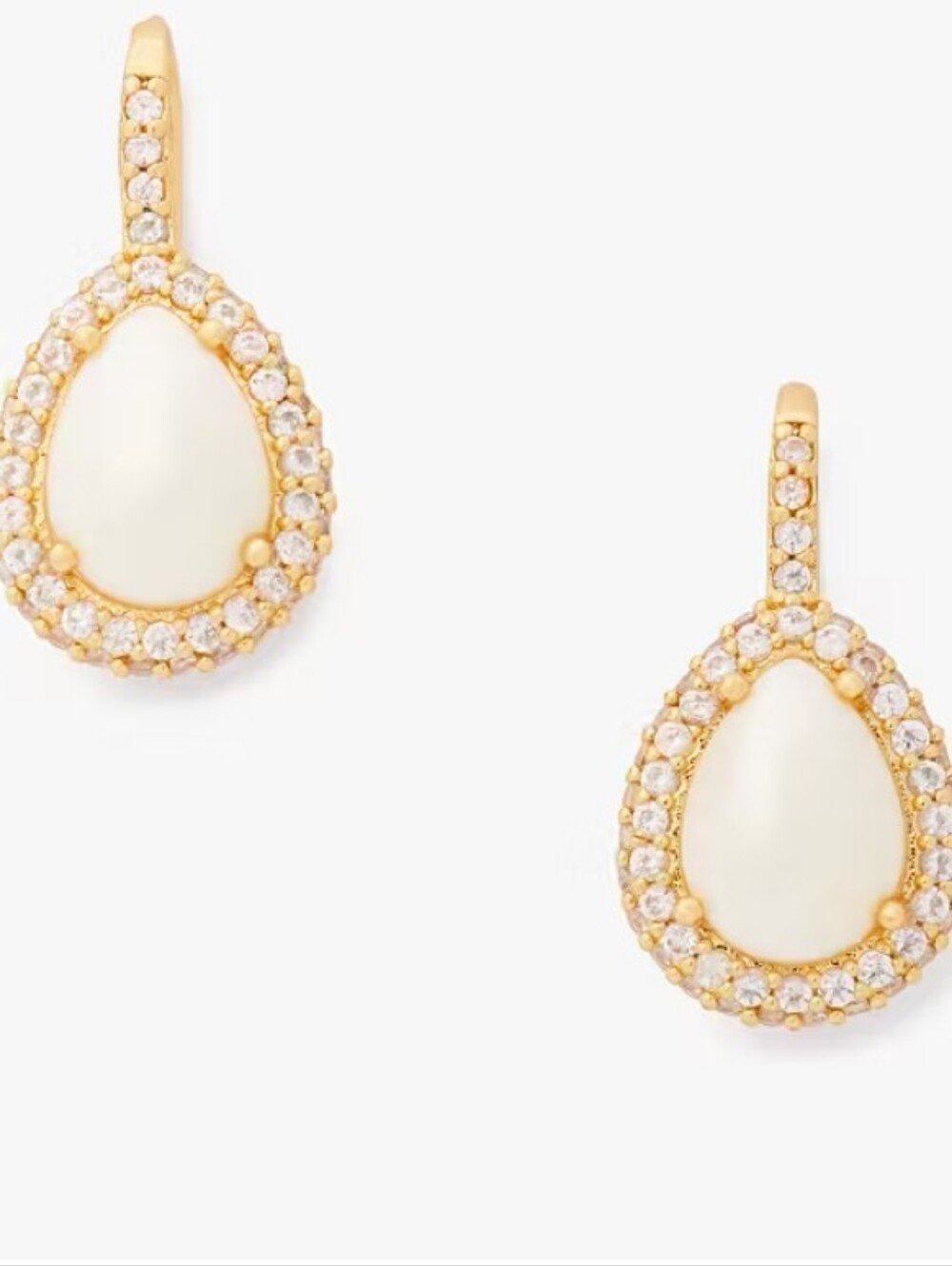 Kate Spade- Pave Halo Drop Earrings (Cream & Gold )